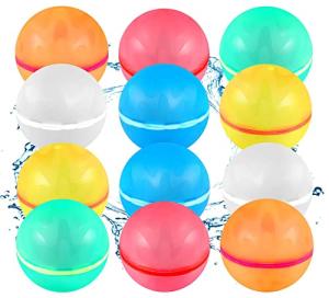 SOPPYCID 12 Pcs Reusable Water Balloons, Pool Beach water Toys for Boys and Girls, Outdoor Summer Toys for Kids Ages 3-12, Magnetic Water Ball for Outdoor Activities by Smirodi