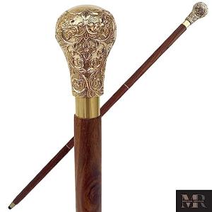 SouvNear Brass Handle 37.4 Sticks in Natural Wood Elegant Walking Cane by SouvNear