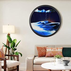 JZWLW Sand Art Liquid Motion, Moving Sand Art Decor Picture, 17.3" Wall Mounted Sculpture, Glass Crafts Solid Wood Frame Room Decoration, Relaxing Mood Home Office Work Decor by JZWLW