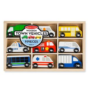 Melissa & Doug Wooden Town Vehicles Set in Wooden Tray (9 pcs) from Melissa and Doug