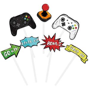 Watercolor Video Game Party Cupcake Toppers - 35 Pieces Game Theme Party Supplies for Boys Kids Birthday Party Cupcake Toppers Picks Cake Decorations from WERNNSAI