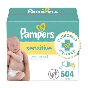 Baby Wipes, Pampers Sensitive Water Based Baby Diaper Wipes, Hypoallergenic and Unscented, 7 Pop-Top Packs, 504 Count Total Wipes (Packaging May Vary) from Procter & Gamble - Pampers