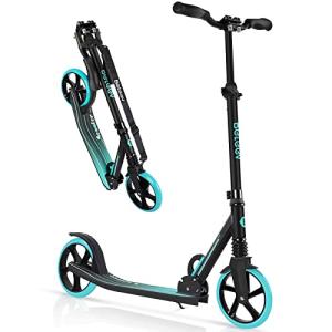 Beleev V5 Scooters for Kids Teens and Adults, Foldable Kick Scooter 2 Wheel, Quick-Release Folding System, Shock Absorption Mechanism, Large 200mm Wheels Scooters (Aqua) by BELEEV