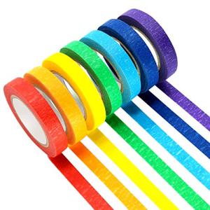 Colored Masking Tapes, 7PCS Arts Rainbow Labelling Masking Tape Fun Supplies Kit for Kids and Adults, Painters Tapes for Crafts, School Projects, Party Decorations and More (0.4 Inch, 12 yd) from Aipker