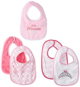 Luvable Friends Unisex Baby Cotton Terry Drooler Bibs with PEVA Back, Princess, One Size 5-Pack by Luvable Friends