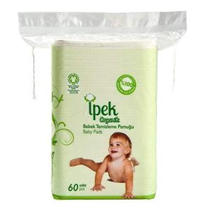 Baby Organic Large Dry Pads 100% Cotton Squares for Baby Care Diapering (60 Count) from ipek