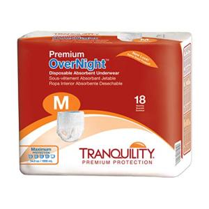 Tranquility Premium Overnight Disposable Absorbent Underwear (DAU) (Medium - 18 Count), White by Principle Business Enterprises/Incontinence