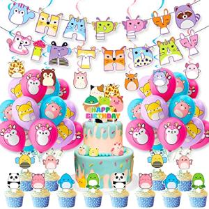 ð¢ðºð¾ð²ð¼ð±ð¶ðªðµðµð¸ðð¼ ððªð»ð½ð Decorations Squishy Birthday Party Supplies, Including Banner, Hanging Swirls, Balloon, Cake Toppers from JENKEM