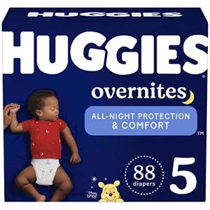 Overnight Diapers Size 5 (27+ lbs), 88 Ct, Huggies Overnites Nighttime Baby Diapers from Kimberly-Clark Corp.