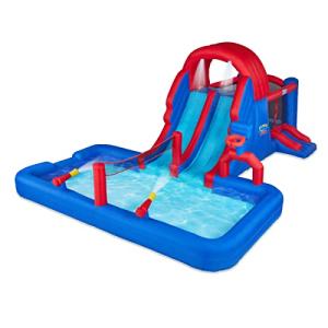 Sunny & Fun Ultra All-Play Inflatable Water Slide Park â Heavy-Duty for Outdoor Fun - Climbing Wall, Slides, Bounce House, Volley Net, Deep Pool â Inflate with Included Air Pump & Carrying Case from Sunny & Fun