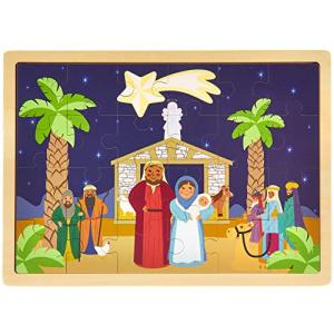 O Holy Night Nativity Scene 24-Piece Wooden Christmas Jigsaw Puzzle with Inset Frame by Imagination Generation from Imagination Generation