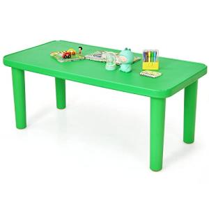 ReunionG Rectangular Kids Activity Table, Kids Play Table, Portable Plastic Table with Foot Mats, Children Activity Table for School Home Play Reading Dining, Kids Furniture for Boys Girl (Green) from ReunionG