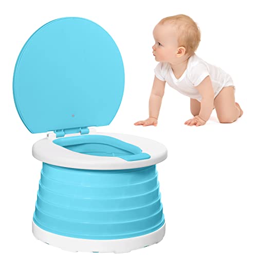 Portable Potty for Kids Toddlers Foldable Travel Potty Training Seat Children's Portable Toilet Potty Chair Toddlers Training Toilet Seat Emergency Toilet for Car, Camping, Outdoor, Indoor (Blue) from FAMI HELPER
