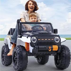 NEWQIDA 12V Electric Ride On Car for Kids 4WD Ride on Truck with Remote Control Parent-Child Ride On Toys for Kids Power Vehicle Wheels for Girls Boys, 220lbs Max Capacity, EVA Rubber Tires, White from NEWQIDA