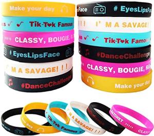 36 Pack TIK Music Themed Silicone Bracelet Dance Challenge Party Wristbands Music Party Supplies Stuff for Girls and Boys, Music Famous for Fans by Masgo