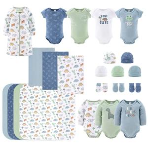 The Peanutshell Newborn Clothes & Accessories Set for Baby Boys - 23 Piece Layette Gift Set - Fits Newborn to 3 Months - Dinosaur by Farallon Brands