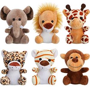 12 Pieces Mini Stuffed Forest Animals Jungle Animal Plush Toys in 4.8 Inch Cute Plush Elephant Lion Giraffe Tiger Plush for Animal Themed Parties Teacher Student Achievement Award (Sitting) by Sumind
