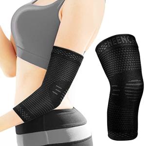 NEENCA [2 Pack] Professional Elbow Brace, Compression Elbow Sleeves. Medical Elbow Support for Tendonitis,Tennis or Golf Elbow. Arm Support Sleeves for Sports Protection and Pain Relief - Pair Wrap by NEENCA