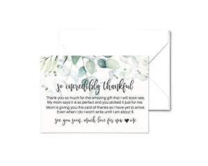 Greenery Baby Shower Thank You Cards with Envelopes (25 Pack) Country Eucalyptus Tropical Flower Theme - Thank You Note from Baby Girl - A6 Flat Stationery Set (4 X 6 inches) Paper Clever Party by Paper Clever Party