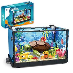 Mesiondy Fish Tank Building Block Set with Lightï¼Aquariumï¼Marine Turtle, Building Block Toy for Kids 6+,â¦ by Shantoumaxundinetworktechnologyco.