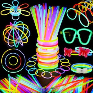 BUDI 467Pcs Glow Sticks Glow Party Favors for Kids/Adults: 200 Glowsticks Party Packs 7 colors & Connectors for Glow Necklace, Flower Balls, Luminous Glasses and Triple/Butterfly Bracelets by BUDI