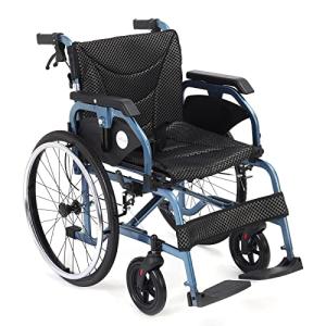 Medwarm Aluminum Manual Wheelchair with Handbrakes, Wheelchairs for Adults, Durable Square Tube and Flip Up & Height Adjust Armrest (22inch Rear Wheel) by Medwarm