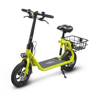 Phantomgogo Commuter R1 - Electric Scooter for Adults - Foldable Scooter with Seat & Carry Basket - 450W Brushless Motor 36V - 15MPH 265lbs Max Load E Mopeds for Adults (Yellow) by Zhejiang Dingtu Technology Co.,Ltd
