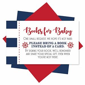 25 Baby Shower Book Request Baby Shower Guest Book Alternative - Nautical Baby Shower Invitation Inserts, Books For Baby Shower Request Cards, Bring A Book Instead Of A Card, Baby Shower Book Request from Hadley Designs