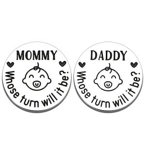 Fun New Parents Decision Coin Gifts for Mom Dad Baby Shower GIF First Time Mommy Daddy to Be Newborn Baby Gift Pregnancy Birthday Fathers Mothers Day Christmas for Women Men Coin Present Double Sided from NUBARKO