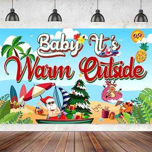 Baby Its Warm Outside Banner, Large 71" X 43" Christmas July Banner, Christmas July Decorations, Christmas July Party Supplies, Hawaiian Christmas Decorations Mele Kalikimaka Christmas Decorations by Bifridaka