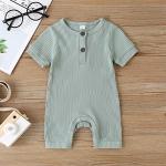 Bafeicao Baby Boy Girl 3 Pack Solid Romper Ribbed Short Sleeve Bodysuit Jumpsuit Infant Knitted Outfits Clothes, S Cyan+Blue+Green, 3-6M by Hangzhou Jiaxin Trading Co., Ltd.