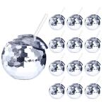 ZHURUININ 12 Pieces Disco Ball Cupsï¼20Oz Disco Flash Ball Cocktail Cup with Lid and Straw Bar Party Supplies Wine Cocktail Drinking Syrup Tea Bottle (Silver) by ZHURUIMIN