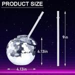 ZHURUININ 12 Pieces Disco Ball Cupsï¼20Oz Disco Flash Ball Cocktail Cup with Lid and Straw Bar Party Supplies Wine Cocktail Drinking Syrup Tea Bottle (Silver) by ZHURUIMIN