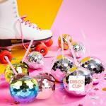 ZHURUININ 12 Pieces Disco Ball Cupsï¼20Oz Disco Flash Ball Cocktail Cup with Lid and Straw Bar Party Supplies Wine Cocktail Drinking Syrup Tea Bottle (Silver) by ZHURUIMIN