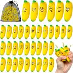 Woanger 36 Pcs Mini Banana Stress Toys Banana Stretchy Toys Ball with Emotions Banana Stress Relief Fidget Toy with Storage Bag for Anxiety Relief School Party Favor Carnival Supplies, 6 Expressions from Woanger