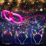 120 Pcs Glow in the Dark Party Supplies 60 Light up Glasses 20 LED Cat Ear Headband 20 LED Rabbit Ear Hair Accessories 20 Glow Crown Tiara Hairband for Neon Holiday Birthday Halloween Christmas Party from Yunsailing