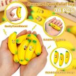 Woanger 36 Pcs Mini Banana Stress Toys Banana Stretchy Toys Ball with Emotions Banana Stress Relief Fidget Toy with Storage Bag for Anxiety Relief School Party Favor Carnival Supplies, 6 Expressions from Woanger
