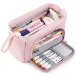 HVOMO Pencil Case Large Capacity Pencil Pouch Handheld Pen Bag Cosmetic Portable Gift for Office School Teen Girl Boy Men Women Adult (Pink) by 