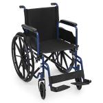 MoNiBloom Lightweight Wheelchair with 18 inch Wide Seat, Folding Transport Chair Portable Wheel Chair with 24'' PU Mag Wheels for Extra Comfort Use, 300 lbs Weight Capacity, Blue from MoNiBloom