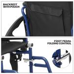 MoNiBloom Lightweight Wheelchair with 18 inch Wide Seat, Folding Transport Chair Portable Wheel Chair with 24'' PU Mag Wheels for Extra Comfort Use, 300 lbs Weight Capacity, Blue from MoNiBloom