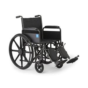 Medline K1 Basic Vinyl Wheelchair with Full-Length Arms and Elevating Leg Rests, 18-Inch Wide Seat by Medline