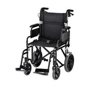 NOVA Lightweight Transport Chair with Locking Hand Brakes, 12â Rear Wheels, Removable & Flip Up Arms for Easy Transfer, Anti-Tippers Included, Black from AmazonUs/NOHT9