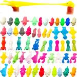 Rcanedny 56 Pieces Slingshot Animals Finger Toys Funny Stretchable Flick Rubber Animals Slingshots Flying Novelty Finger Stretchy Game for Flying Games and Party Favors by Rcanedny