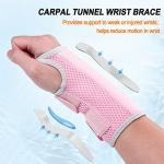 Ztl Carpal Tunnel Wrist Brace for Men Women Pain Relief, Upgraded Breathable Wrist Splint Night Support with Adjustable Straps, Hand Brace for Tendonitis, Arthritis, Sprains (Left Hand, Pink, S/M) from Ztl