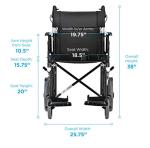 NOVA Lightweight Transport Chair with Locking Hand Brakes, 12â Rear Wheels, Removable & Flip Up Arms for Easy Transfer, Anti-Tippers Included, Black from AmazonUs/NOHT9