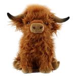 Abawaka 9.8inch Highland Cow Stuffed Animal Realistic Cow Plush Cattle Simulation Highland Cuddly Plushie Doll Farm Home Decor(Brown) from Abawaka