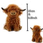 Abawaka 9.8inch Highland Cow Stuffed Animal Realistic Cow Plush Cattle Simulation Highland Cuddly Plushie Doll Farm Home Decor(Brown) from Abawaka