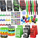 Winrayk Video Game Party Favors Birthday Supplies for Kids Bags Invisible Ink Pen Notebook Silicone Bracelet Stamper Keychain Tattoo Sticker 74 Pcs Game On Pinata Stuffer Gifts Boys Gamer Party Favors by Winrayk