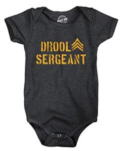 Drool Sergeant Baby Bodysuit Funny Military Army Sarcastic Infant Jumper Heather Black 6 Months from Crazy Dog Tshirts