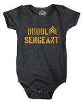 Drool Sergeant Baby Bodysuit Funny Military Army Sarcastic Infant Jumper Heather Black 6 Months from Crazy Dog Tshirts